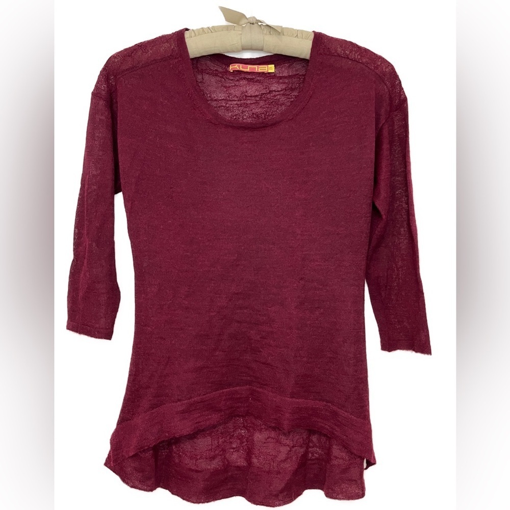 Kuna Peruvian Baby Alpaca Luxury High Low Semi-Sheer Sweater Size US M MSRP $300
